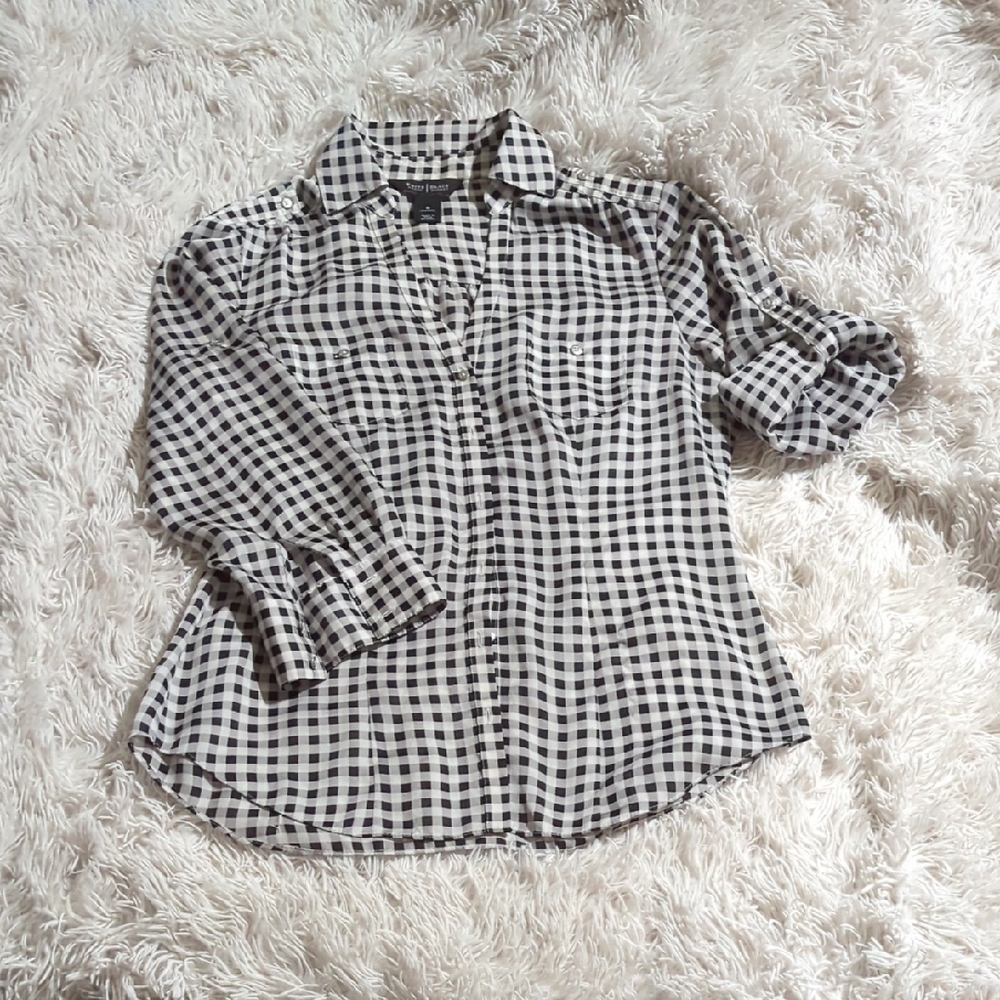 Black and White Checkered Button-Up Shirt